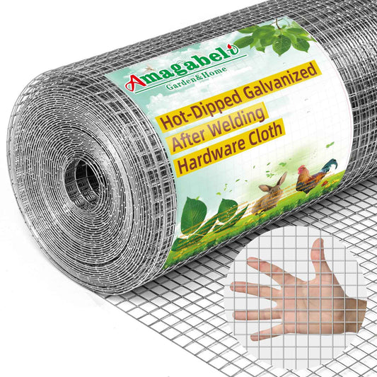 AMAGABELI Garden & Home Hardware Cloth Weld Wire Fence 1/2 inch 48 x 100 ft Galvanized 19 Gauge Chicken Wire Fence Welded Wire Mesh Roll Fencing for Gopher Wire Rabbit Snake Plant Supports Poultry