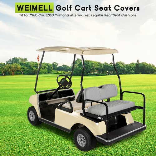 WEIMELL Universal Golf Cart Rear Seat Covers Vinyl Leather Back Seat Cover for Club Car EZGO Yamaha Aftermarket Ordinary Cushions No Nails Required Easy to Install & Clean Seat Cover Gray