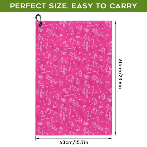 yrhsnclsdg Golf Towel Funny Pink Golfs Towels for Golf Bags for Men Women with Clip Carabiner,Microfiber Waffle Pattern Disc Golf Towel Rag Golfer Accessories Gifts for Men Women(Towel+Brush)