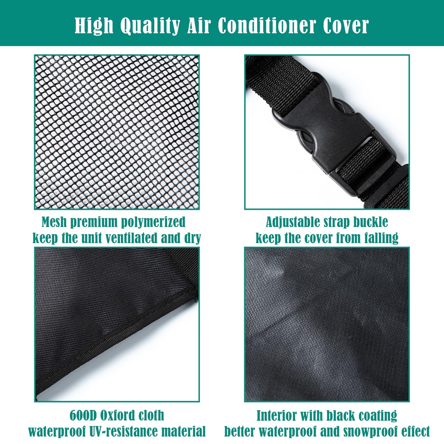 JFGLORIX Newest Design Mesh Window Air Conditioner Cover for Outside，Dust-Proof Waterproof Window AC Unit Cover， All Seasons AC Cover Protect Against Leaves,Weeds,and Debris(21.5Wx16Dx15H), BLACK