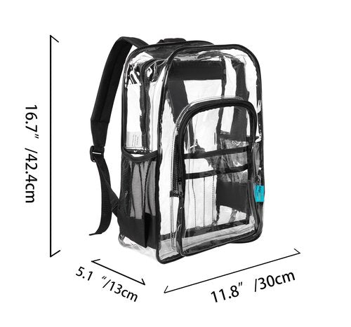 BeigeSwan 17-Inch Clear Backpack, Backpack with Zipper Pen Pencil Case for Sports,Work,Stadium,Security Travel, BPCK1003MUL-6