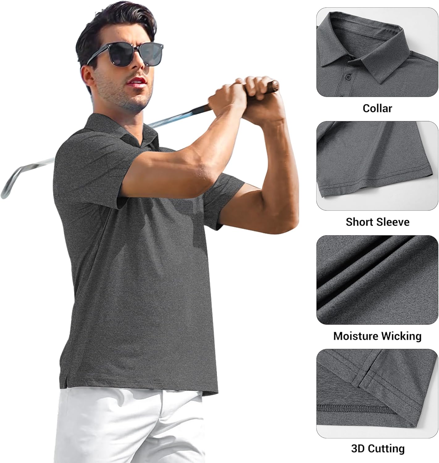 MLYENX Men's Polo Shirts - Quick-Dry, Moisture-Wicking Casual Golf Tees | 4/5 Pack, Short Sleeve