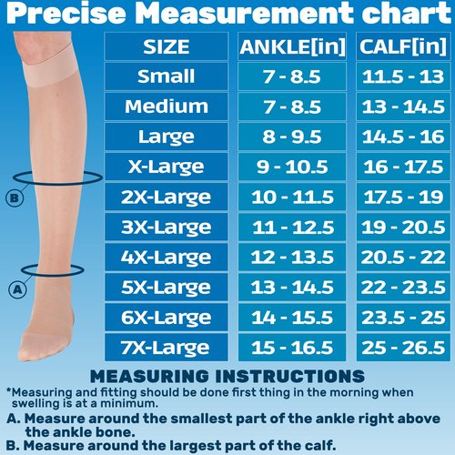 Made in USA - Compression Knee High for Women 15-20mmHg - Sheer Compression Support Stockings for Circulation during Flight, Travel, Airplane - Nude, 2X-Large - ATRAVEL101NU5