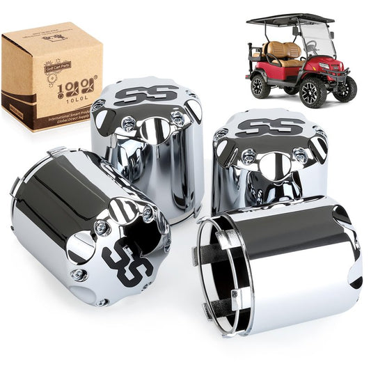 10L0L Golf Cart ITP SS Wheel Center Hub Cap 8,10,12 Inch Push in Style, SS Center Caps for Yamaha and Most EZGO Club Car Golf Cart Wheel, Set of 4 (Chrome)
