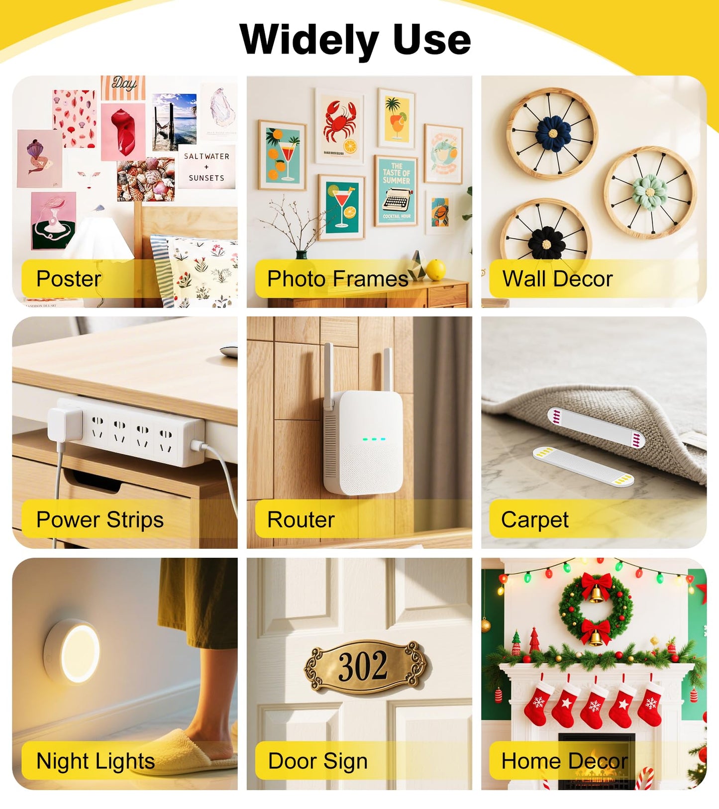 Picture Hanging Strips Heavy Duty, Damage Free Picture Hangers for Walls Without Nails/Tools, Wall Sticky Hook and Loop Adhesive Strips Kit for Poster, Home, Office, 40 Strips/20Pairs-Medium