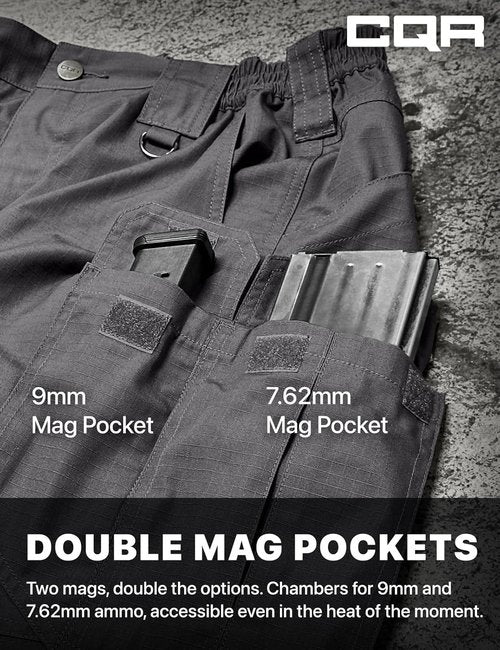 CQR Men's Tactical Pants - Water-Resistant Ripstop Cargo Design | Lightweight EDC Work & Hiking Wear