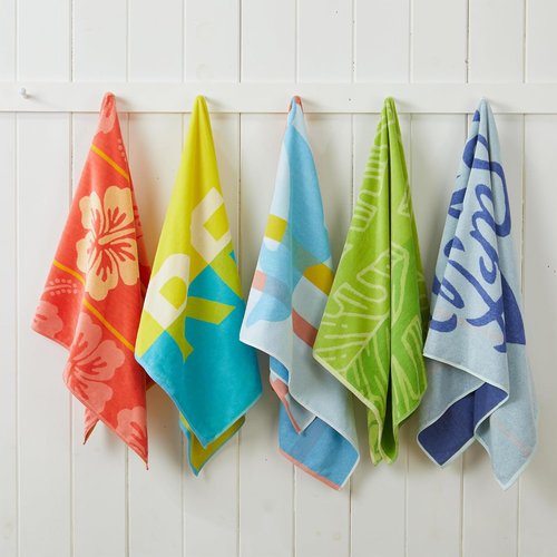 Great Bay Home 100% Cotton Beach Towels - Absorbent 30 x 60" Blue Pool Towels for Adults & Kids