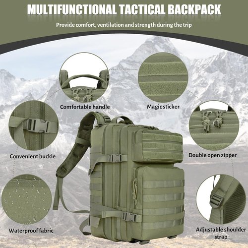 Createy 45L Military Tactical Backpack - Large 3-Day Assault Pack for Camping & Hiking