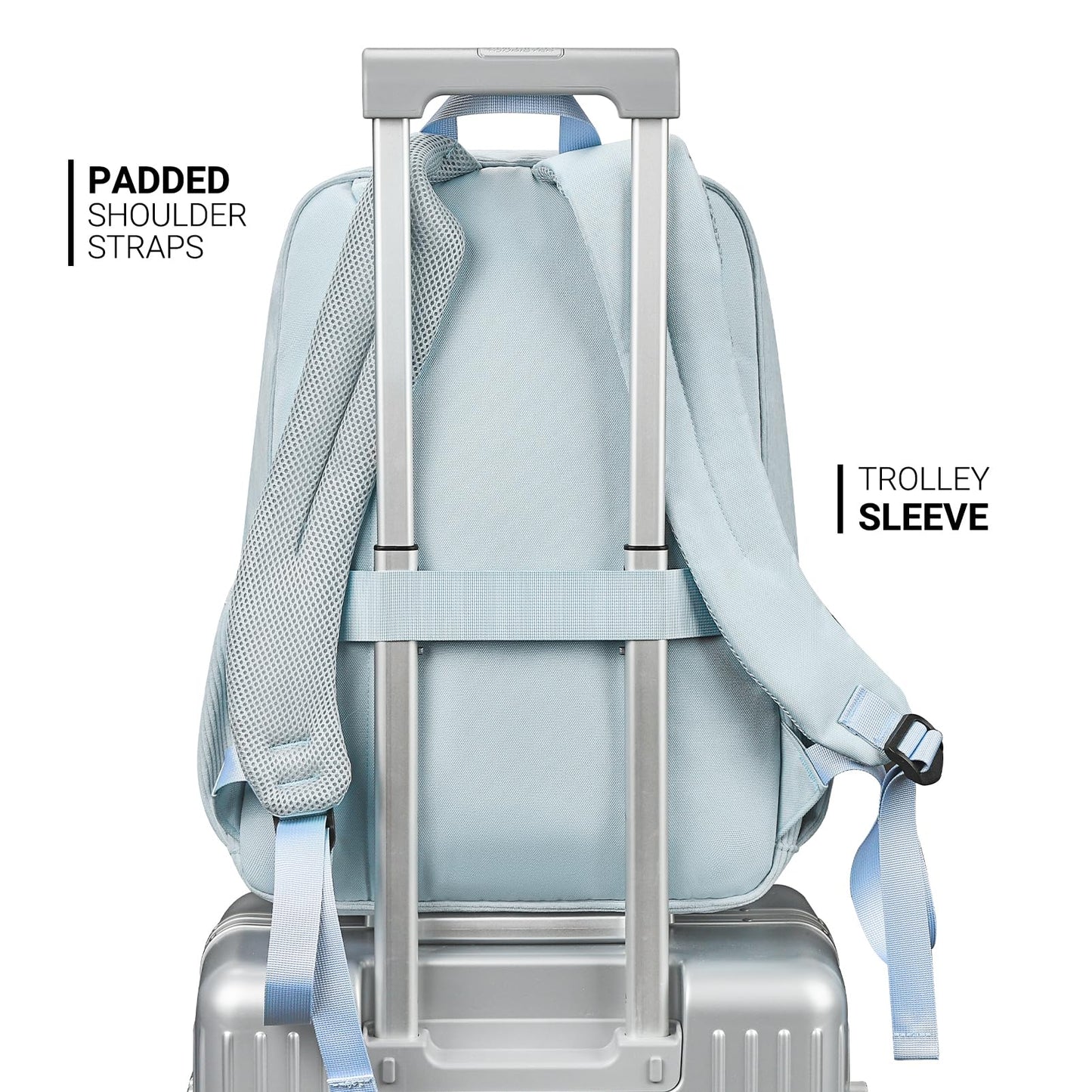 ZORFIN 26L Backpack for College, and Travel: Corduroy Bookbag - Sky Blue