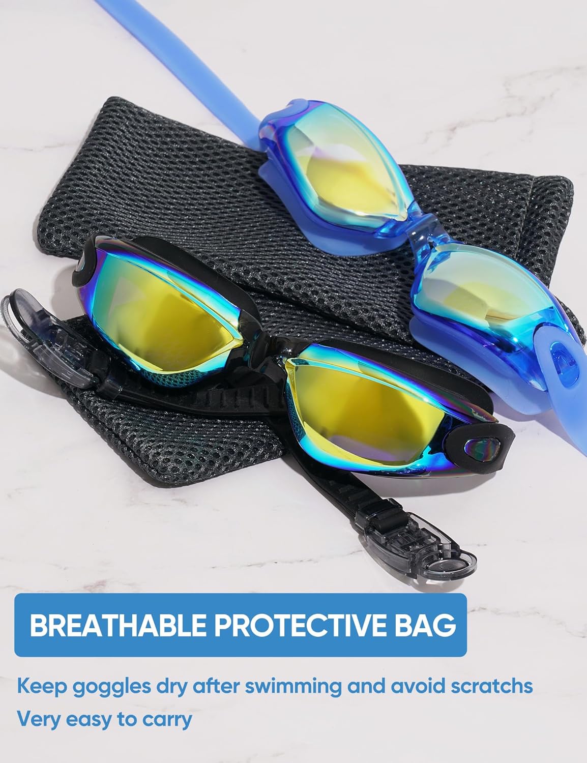 Skiennix Kids Swim Goggles - Anti-Fog Pool Goggles for Ages 3-14 | 2-Pack for Boys & Girls