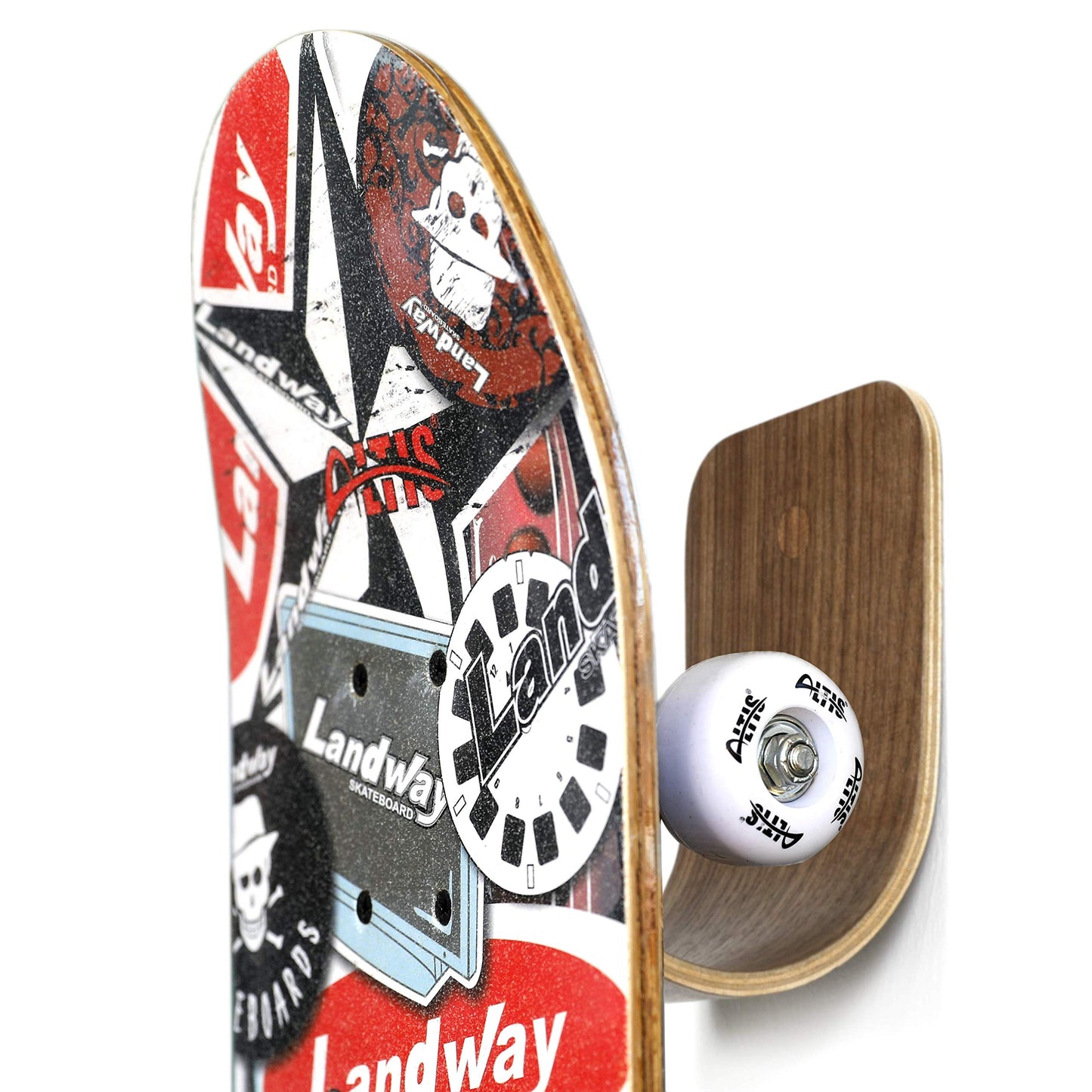 Belfi Design Skateboard Wall Mount Guitar Hanger Holder Rack Deck Display, Bracket Hook Storage All Kinds of Skateboards and Longboards, Acoustic Electric Guitar with Pick Slot