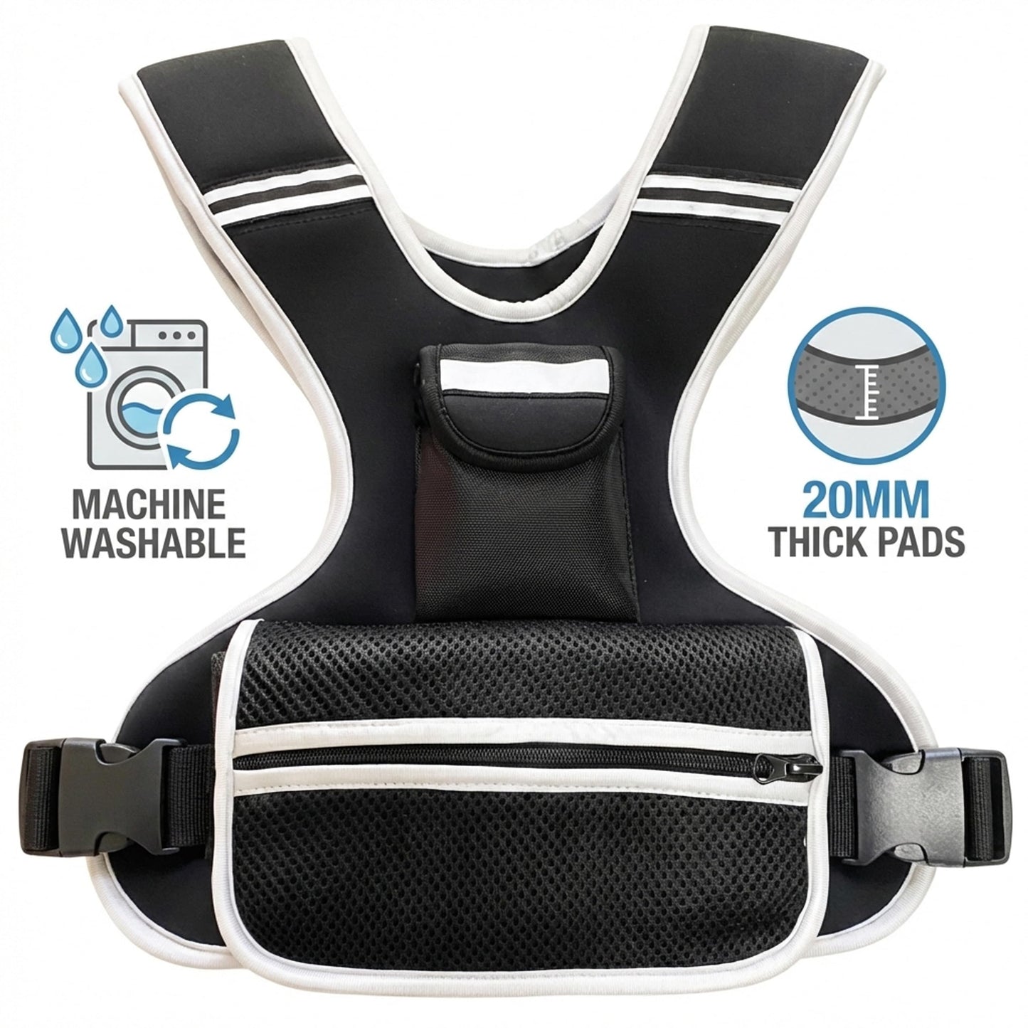 ROURANB Adjustable Weighted Vest Women men for walking, Workouts, Running, Strength Training, 0-10lb/0-18lb Washable Weight Vest with Reflective Stripe, Storage Pocket and Thickened Shoulder Pads (0-18LB)