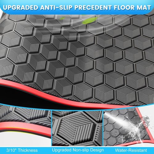Golf Cart Floor Mat for Precedent Floor Mat, 3/10" Thickness Rubber Full Coverage Precedent Mat, Fit for Club Car Precedent (2004-2025) / Onward & Tempo (2017-2025) / Villager & V4L (2019-2025) Red