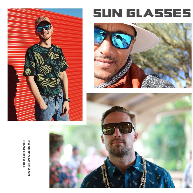 NIEEPA Square Polarized Sunglasses For Men Women Spring Hinge Design Lens For Driving Cycling Running Wayfarer Outdoor Shades