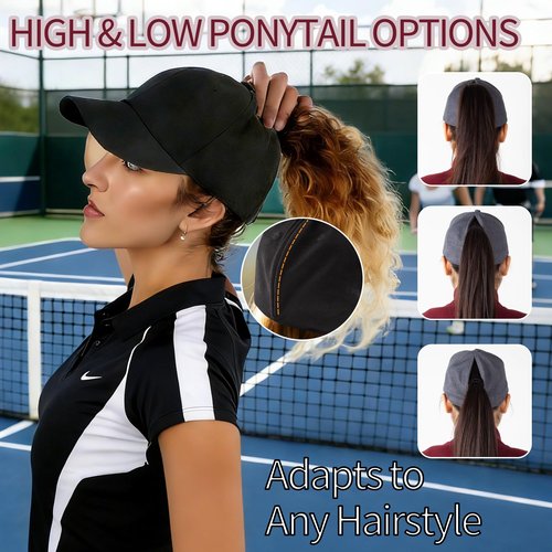 BAIKEA Magnetic Closure Ponytail Hats for Women Baseball Caps with Hidden Back Opening for Any Ponytail Height or Bun,22.83in/58cm