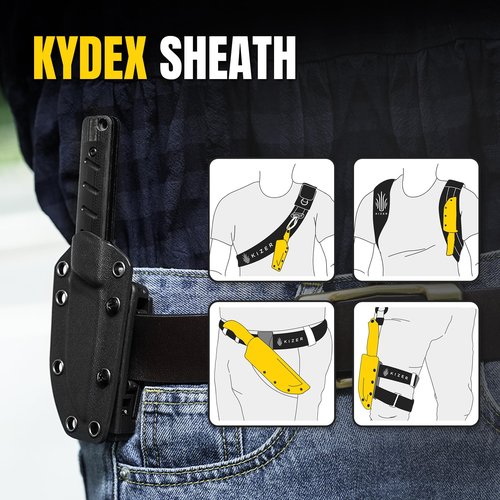 Kizer Smolt Fixed Blade Knife, 2.93 In 3V Steel Pocket Knife Drop Point Camping Fixed-blade Knives with Sheath, G10&Micarta Handle Small EDC Fixed Knife for Men Women Outdoor Indoor 1063A2