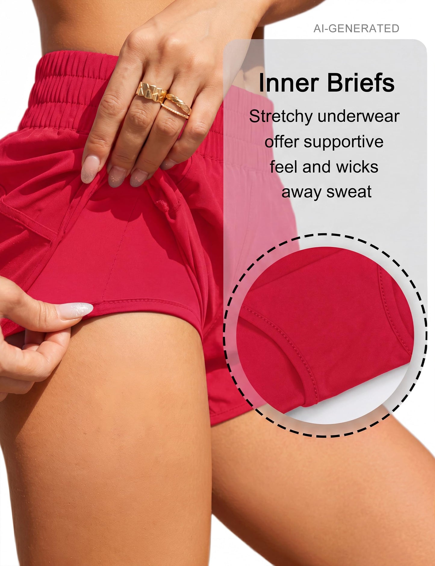 BMJL Women's Running Shorts Elastic High Waisted with Pockets, 2.5" Sporty Workout Quick Dry Athletic Shorts(M,Red)