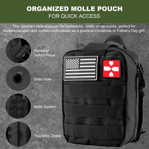 Gifts for Men Christmas Dad, Survival Kit, 150 PCS Survival Gear and Supplies Equipment with Trauma Bag, Molle Pouch Emergency Kit for Outdoor Camping, Hunting, Car, Home, Earthquake, Adventures