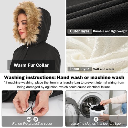 HEEKPEK Women's Heated Jacket with 6-Zone Heating | 12V Fast Charge & 18400mAh Large Capacity Battery