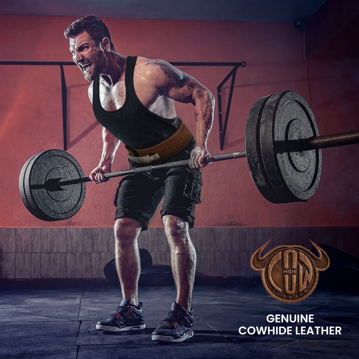 RDX Weight Lifting Belt Powerlifting, Approved By IPL and USPA, 10mm Thick 4" Leather Lumbar Back Support, Lever Buckle Gym Strength Training Equipment, Bodybuilding Deadlifts Squats Workout Men Women