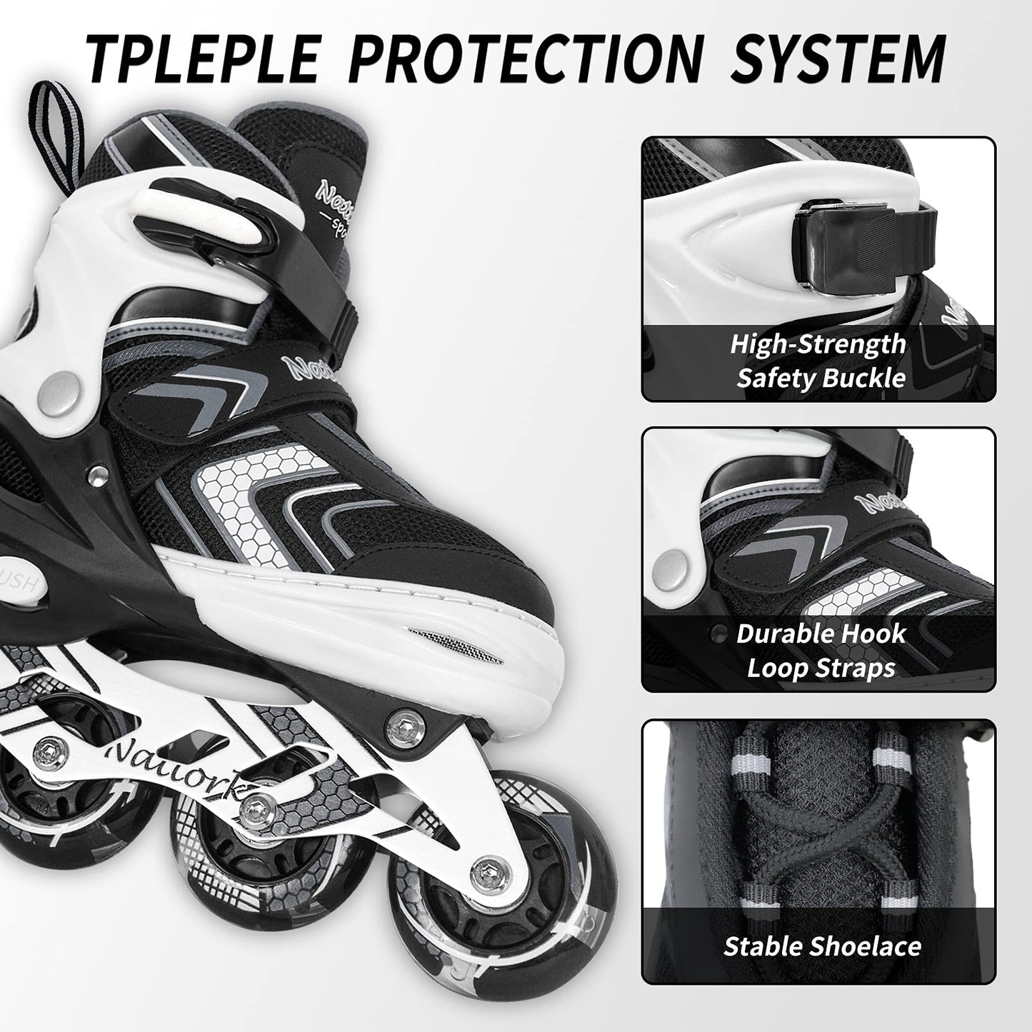 Nattork Adjustable Inline Skates for Kids,Boys Girls Roller Skates with Light up Wheels