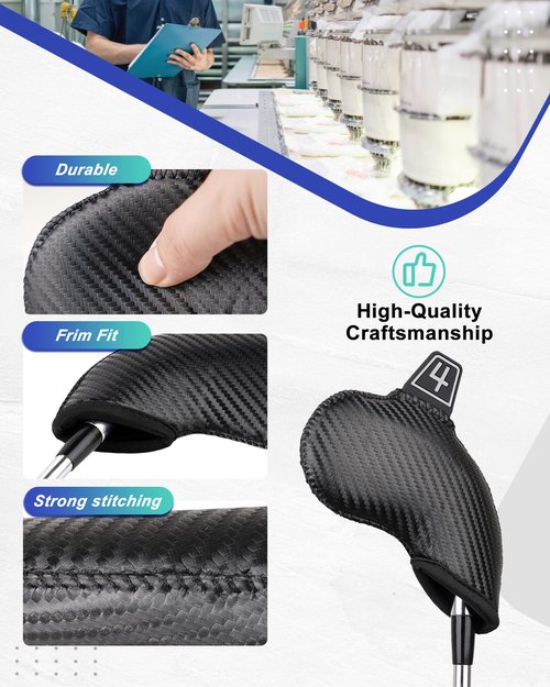 Iron Golf Head Club Set,10pcs Golf Iron Covers, Black Leather Headcover Wedge Covers for Callaway Taylormade Ping Cobra RH and LH Etc