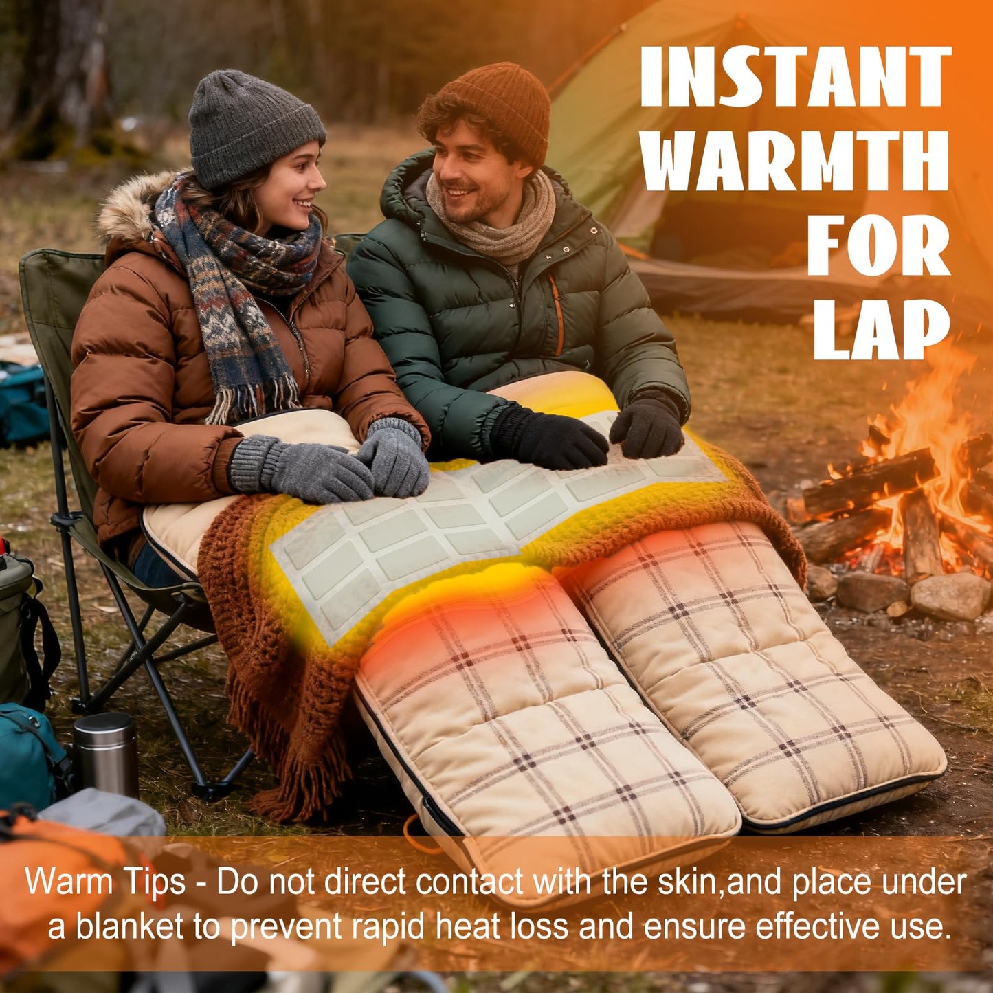 16" x 12" Extra Large Lap Warmers, Up to 12 Hours of Long Lasting Heat, Disposable Body Warmers for Football Games, Camping, Cold Weather and Temporary Emergency, Single Use, Air Activated – 6 Pack