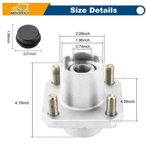 MIXOPOLY 2 Pack Front Wheel Hub Assembly Kit for Club Car DS 1974-2003 Gas & Electric Golf Cart, Replace 1011892, 1011894, 11011102, 1011153, 1011889
