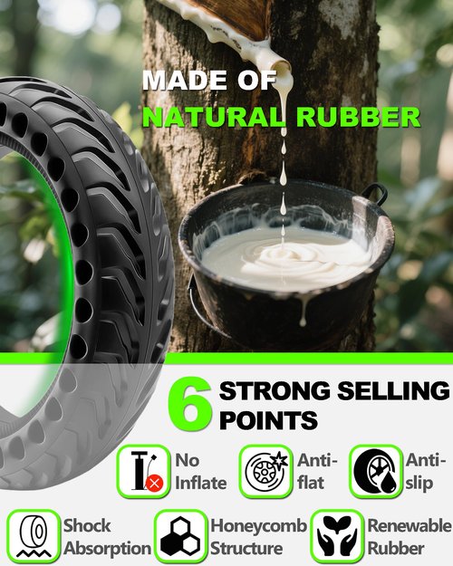 BABEJIA 2-Pack 50/75-6.1 Scooter Tires Tubeless, Upgrade Your Scooter with 8.5x2.0 Airless TIres, 8 1/2 x2 Replacement Tyres Compatible with Gotrax GXL V2/XR/APEX, Hiboy S2, Xiaomi 3/3 Lite/M365