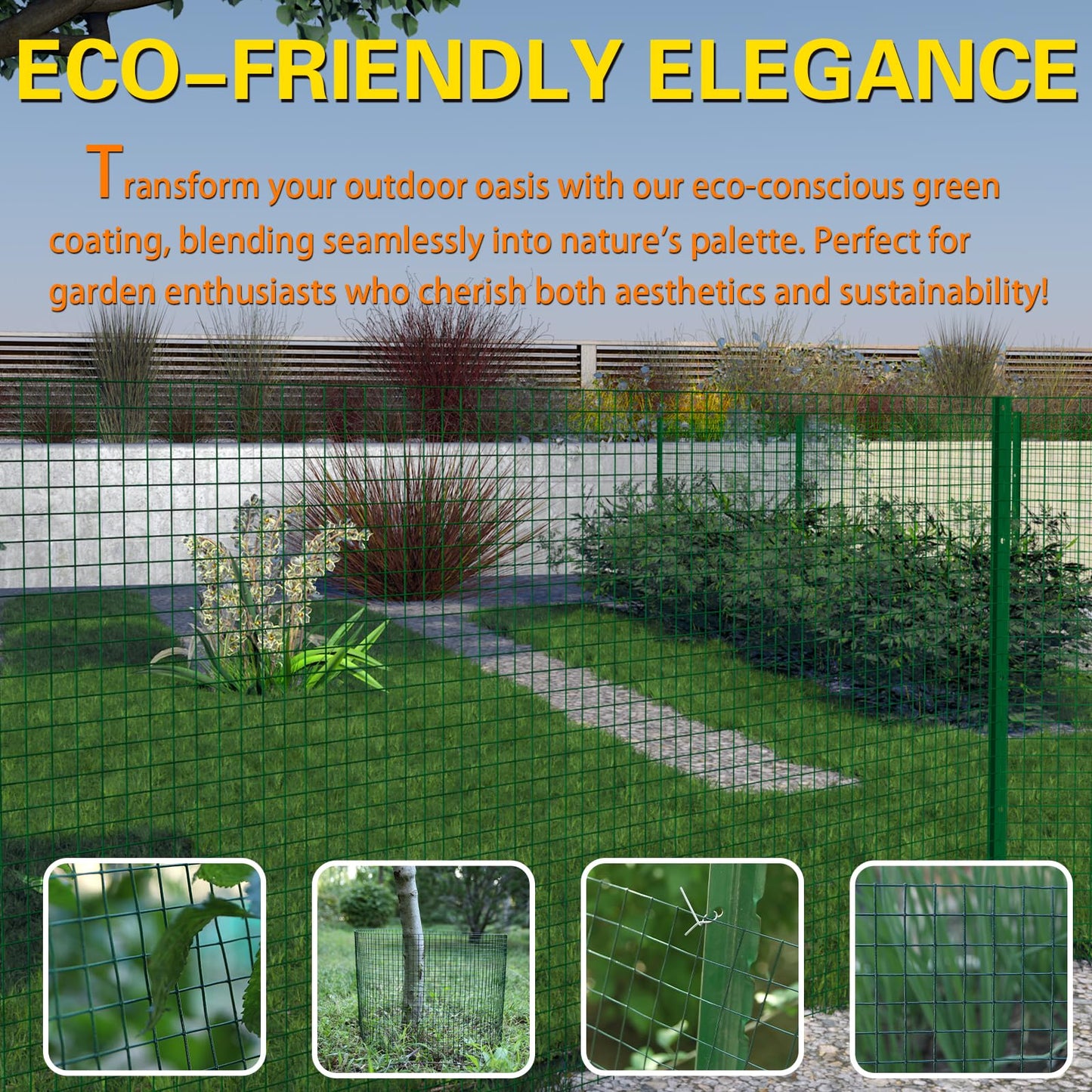 Wirewonders Hardware Cloth 1/2inx 36in x 100ft Chicken Wire, Green Garden Fence, PVC Coated Metal Welded Wire Mesh for Preventing Snakes, Raccoons, Foxes, Poultry Netting