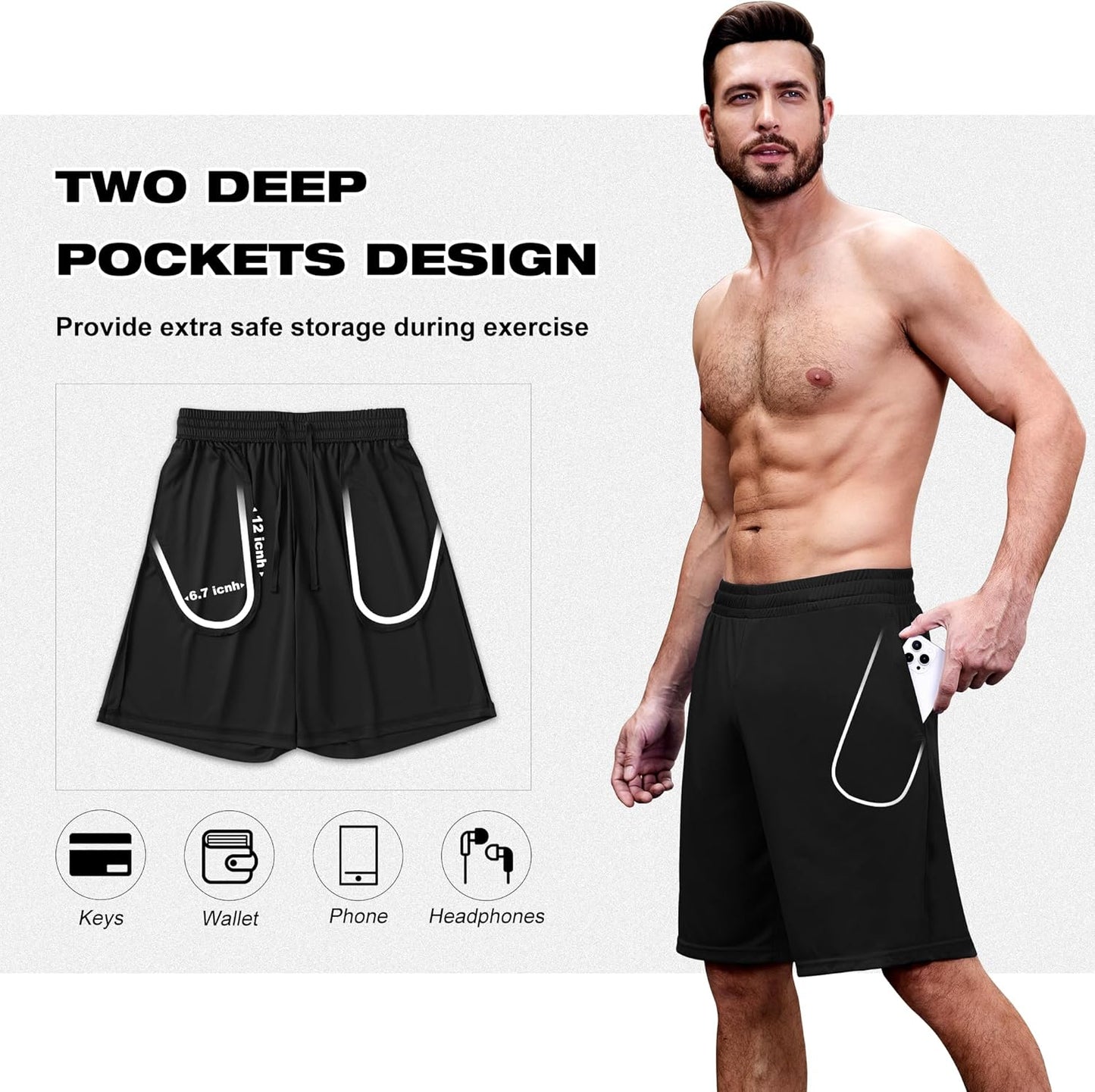 MLYENX Men's Quick-Dry Athletic Gym Shorts - Lightweight 4-6 Pack with Pockets for Basketball & Running