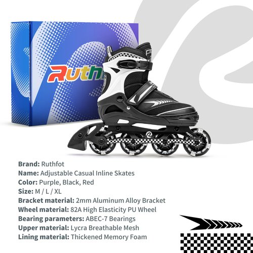 Ruthfot Adjustable Inline Skates for Boys and Girls with Full Light Up Wheels, Outdoor Rollerskates for Kids and Women