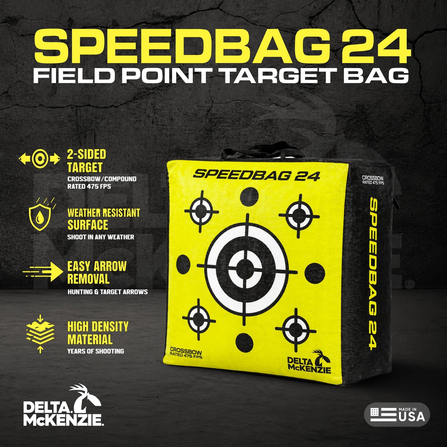 Delta McKenzie Speedbag 24" Archery Target - High Performance 475 FPS Dual-Sided Bag Target for Compound Bows & Crossbows - Field Point Compatible with Easy Arrow Removal