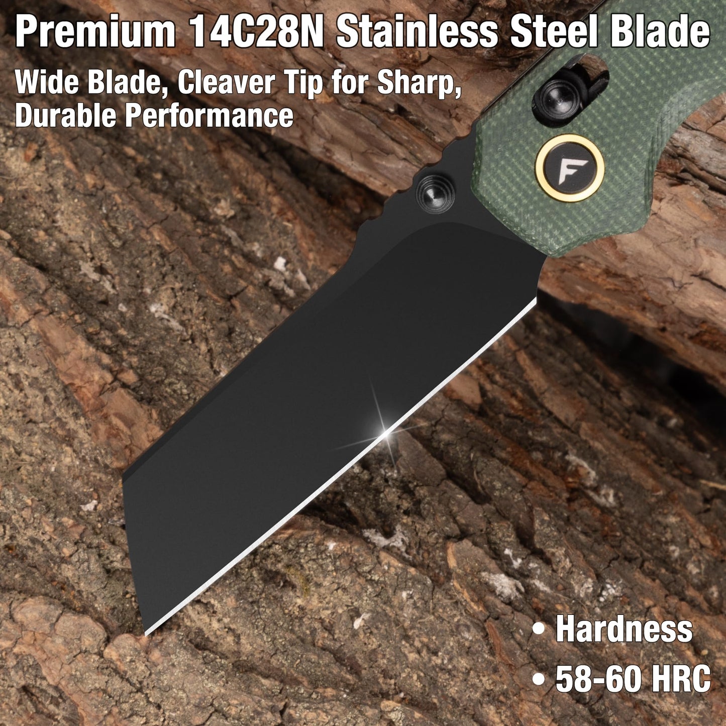 SKIF FLISSA Pocket Knife with 14C28N Stainless Steel Blade, Linen Micarta Handle, Axis Lock and Reversible Belt Clip, One-Hand Open Folding Knife for Hiking, Camping, Fishing, Indoor and Outdoor Activities