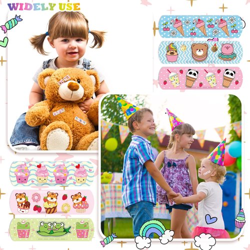 Kids Adhesive Bandages Bulk Cute Cartoon Bandages for Kids Waterproof Breathable Protect Scrapes and Cuts for Girls Boys Children Toddlers(120 Pieces)