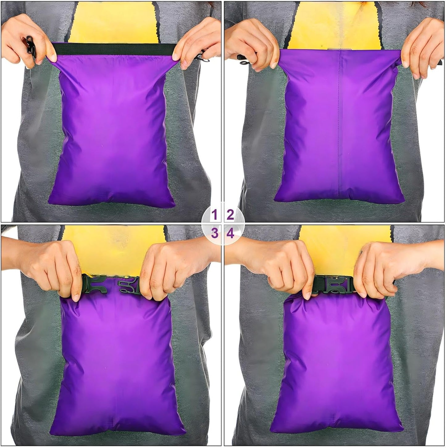 Shappy Waterproof Dry Bags - Lightweight Outdoor Stuff Sacks with Adjustable Strap | 6/12 Pcs, 2-15L Sizes