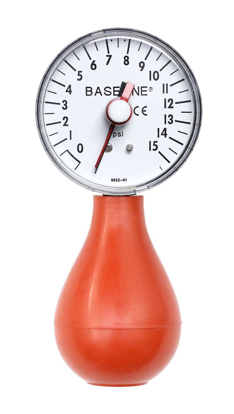 Baseline 12-0293 Dynamometer, Pneumatic Squeeze Bulb with Reset, 15 PSI Capacity