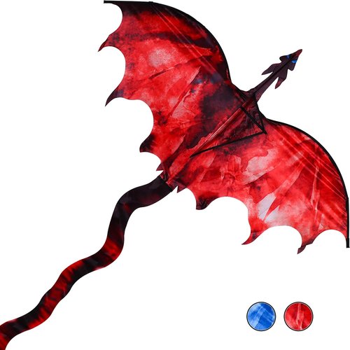 JEKOSEN Fiery Dragon Kite - 54" Easy to Fly Design with 160" Tail for Family Outdoor Fun
