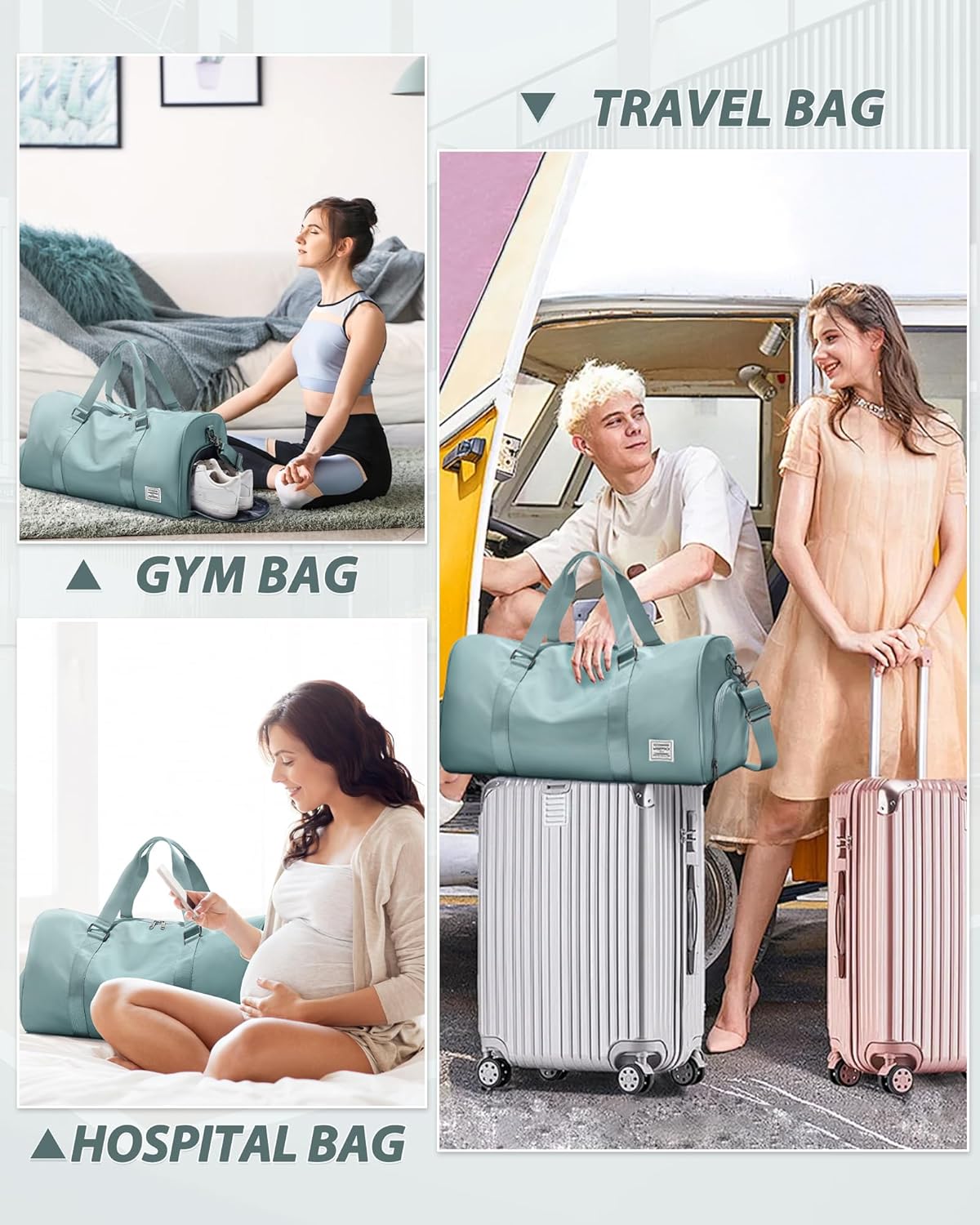 Skiennix Women's Gym Bag - Stylish Travel Duffel Tote for Weekend Getaways | Spacious & Durable