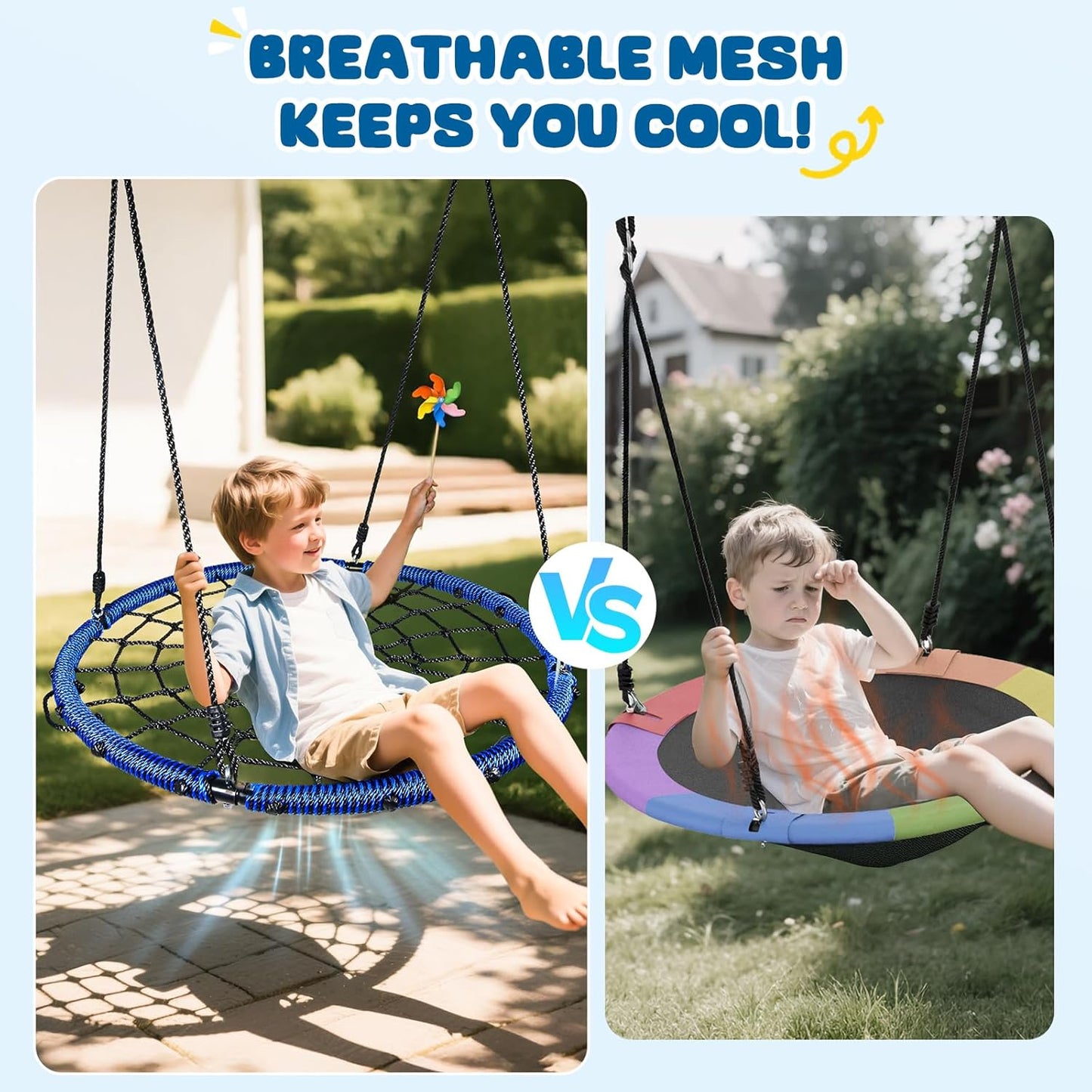Trekassy 40" Spider Web Saucer Tree Swing - 750lbs Capacity for Kids & Adults | Durable Blue Steel Frame