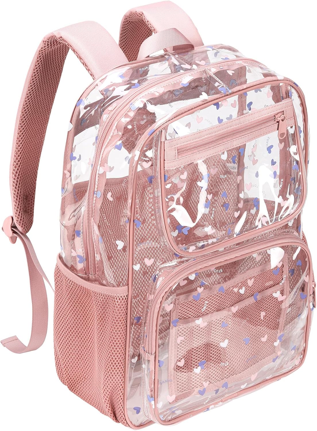 Skiennix Heavy-Duty Clear Backpack - Durable See-Through Bookbag in Pink | Perfect for School