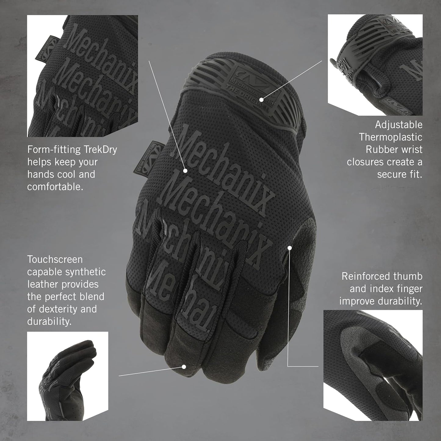Mechanix Wear Original Tactical Gloves - High-Performance Anti-Slip Grip & Impact Resistant - Small | Covert Black