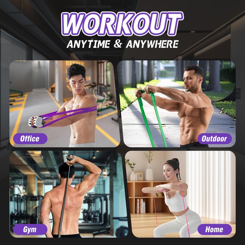 4-Level Resistance Bands Set for Pull Up Assistance, Home Gym - Elastic Silicone Exercise Bands for Physical Therapy, Stretching, Training - Workout Equipment for Women & Men