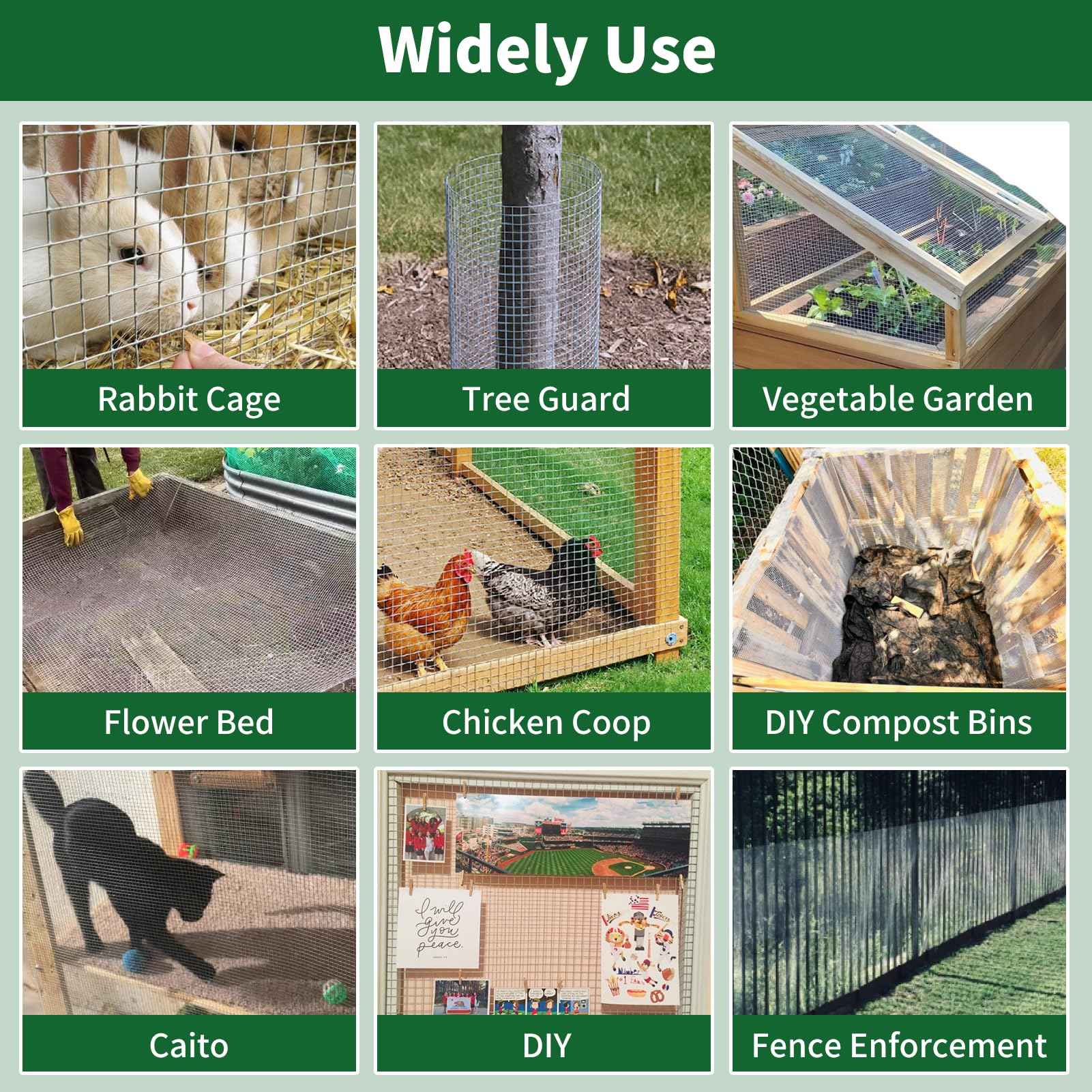 AMAGABELI Garden & Home Hardware Cloth Weld Wire Fence 1/2 inch 48 x 100 ft Galvanized 19 Gauge Chicken Wire Fence Welded Wire Mesh Roll Fencing for Gopher Wire Rabbit Snake Plant Supports Poultry