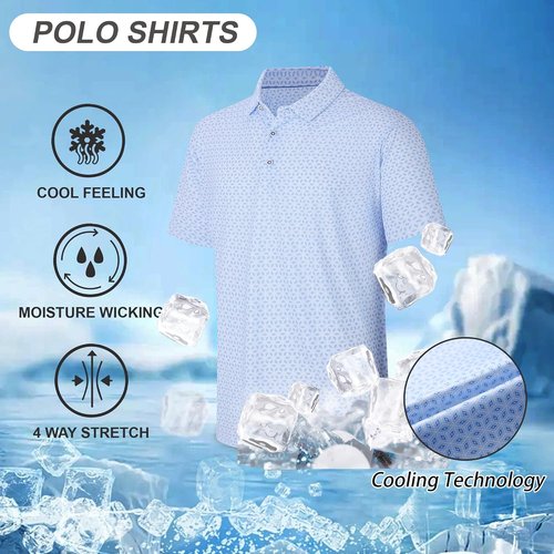 Esabel.C Golf Shirts for Men - Dry Fit Performance Short Sleeve Moisture-Wicking Collared Shirt