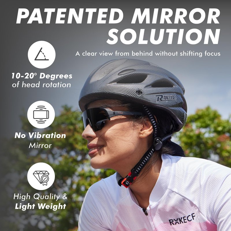TriEye Cycling Glasses with Rear-view Mirror for Men & Women - UV-400 Sports Sunglasses Cycling Goggles - Durable and Lightweight (High Definition Smoke)