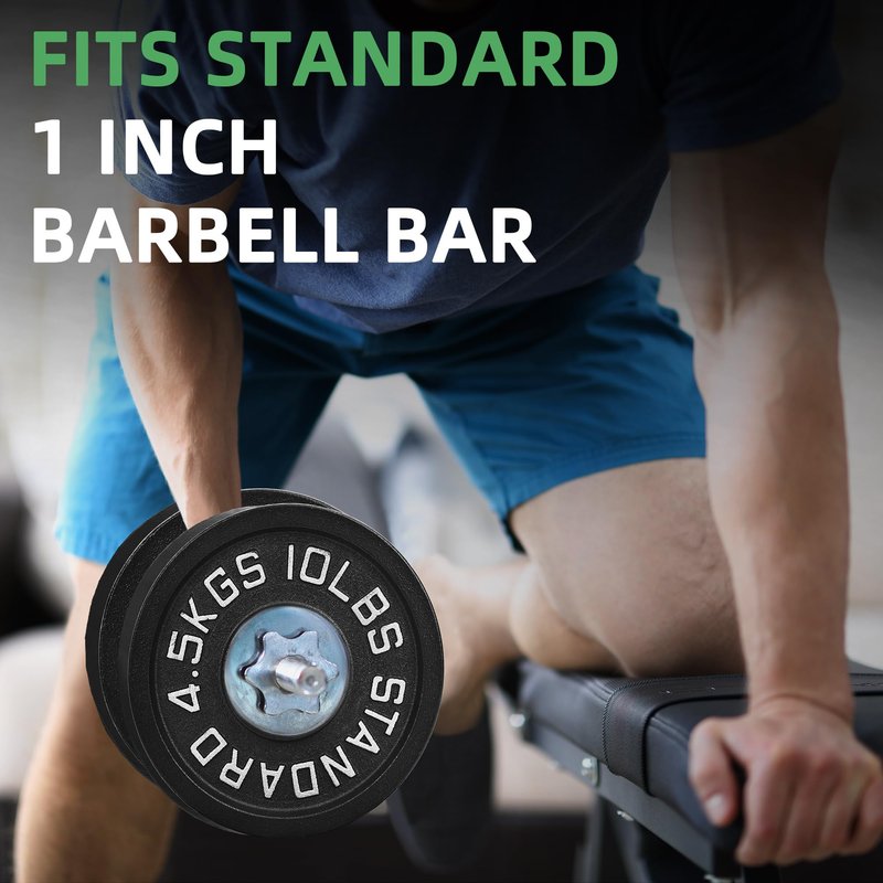 Fitvids 1 Inch Standard Barbell Weight Plates Set, 35 LB(2.5-10 LB) Barbell Weight Set for Home Gym Strength Training, Deep Grip Edge