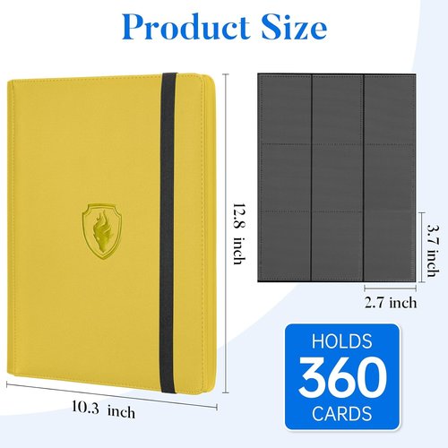 Fabmaker Premium 9-Pocket Card Binder - Sturdy Trading Card Album for 360 Cards | Yellow