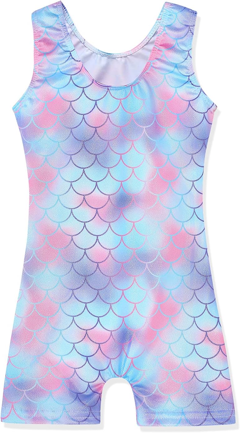Skiennix Leotards for Girls - Shiny Mermaid Unicorn Design | Toddler Gymnastics & Dance Wear