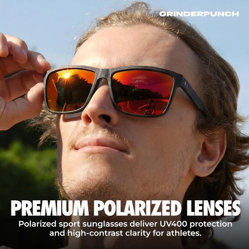 grinderPUNCH Polarized Square Sunglasses for Men - Trendy Black Designer Shades | UV 400 Protection